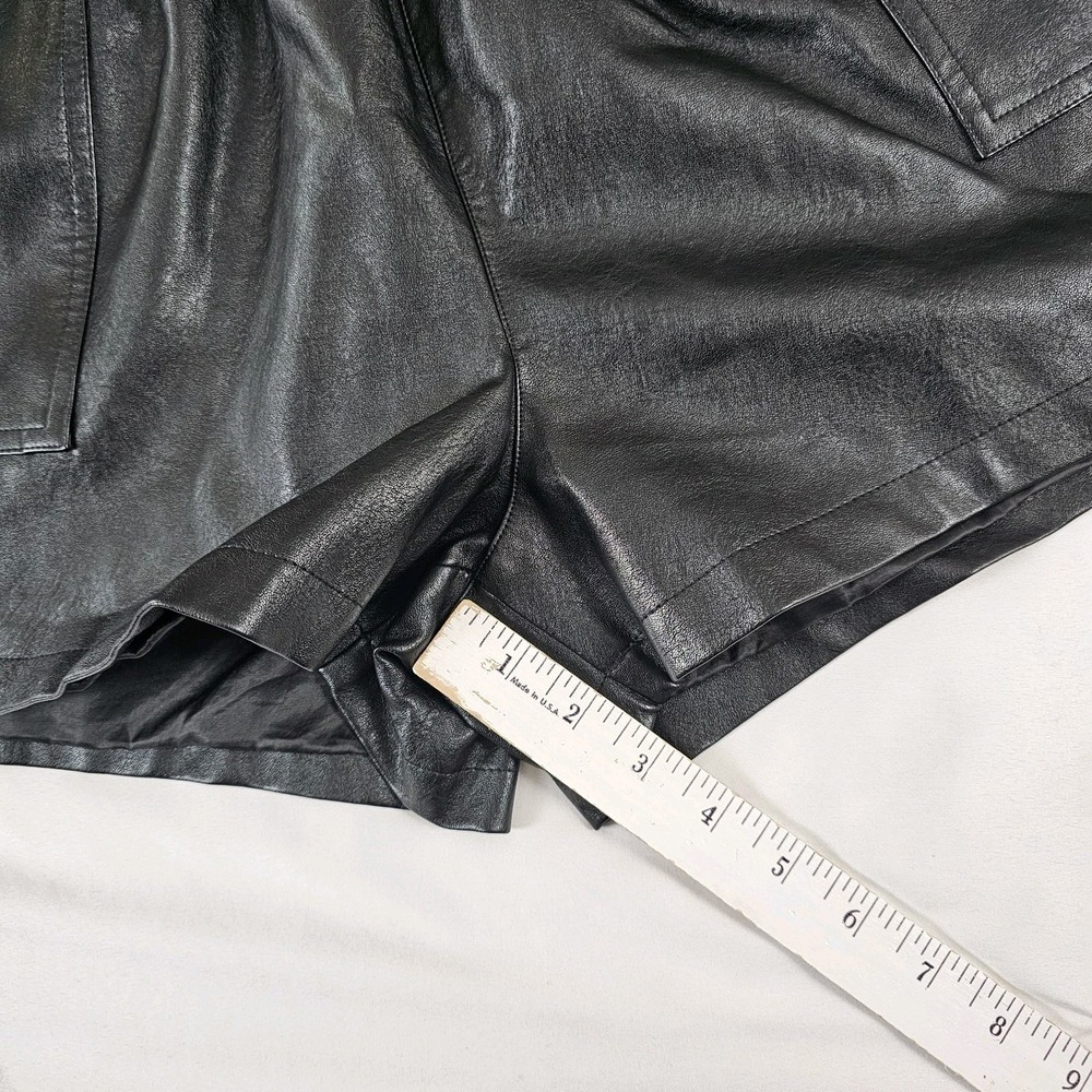 Black Faux Leather Paperbag High Waisted Shorts Womens 2X Wide Leg Trouser - Picture 5 of 7